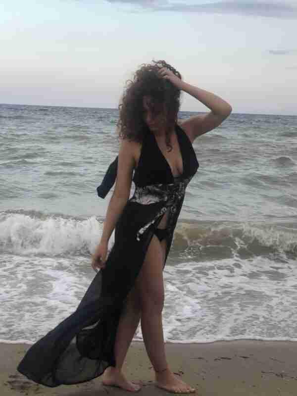 Black OWL SEETHROUGH HANDMADE Kaftan 9298