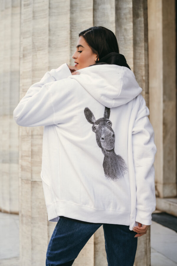 White DONKEY Zip Up Hoodie 3232 - Emmanouela Liagkou : The